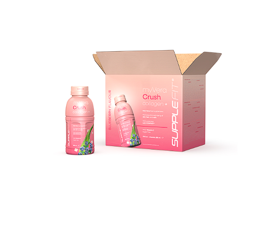 MYVERA CRUSH Collagen + | Complément alimentaire en bouteilles unidoses de 285 ml (12 bouteilles) - 3420 ml
